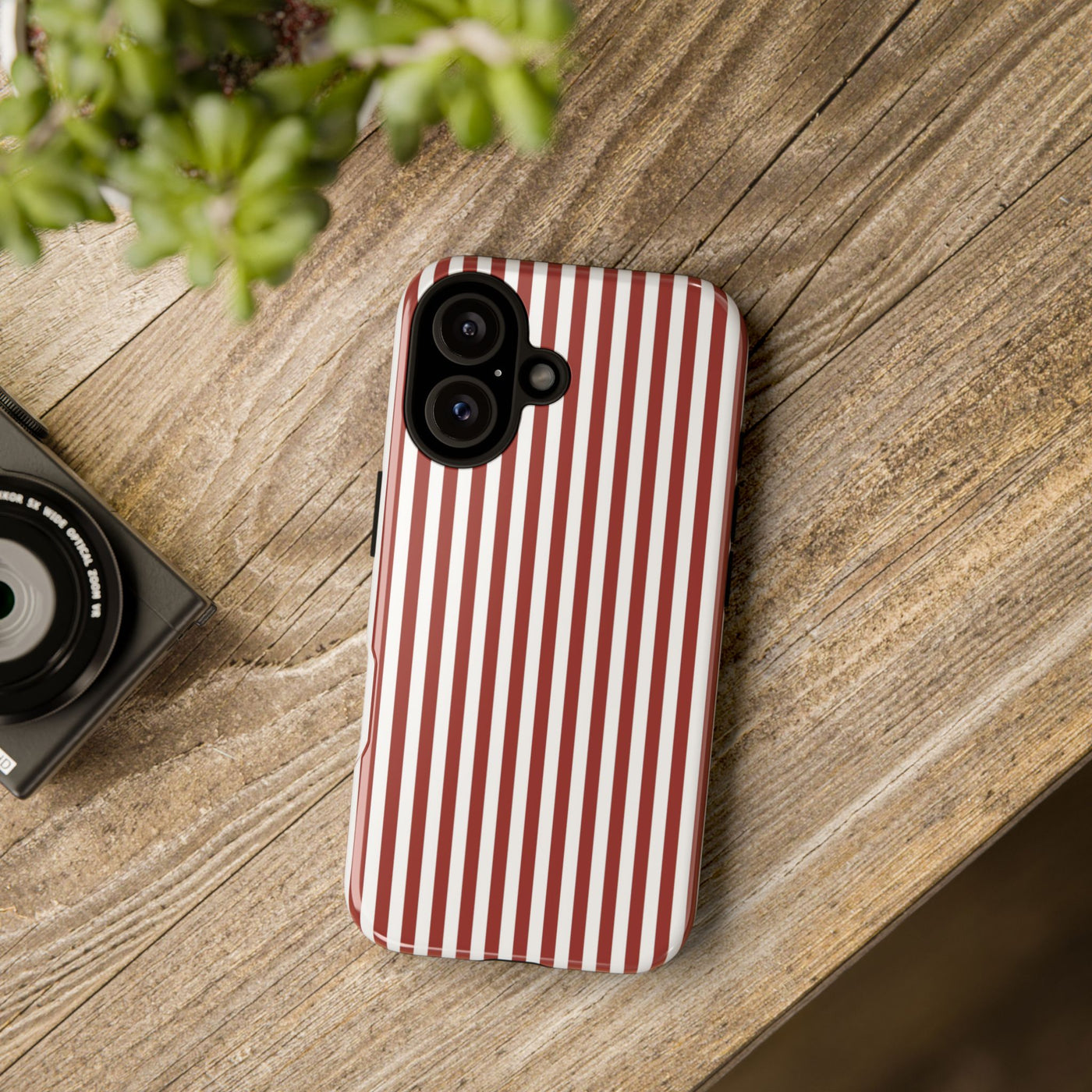 Tough Premium Red Stripes Phone Case Gift for Her - For Apple iPhone 16 Pro Max 16e iPhone 15 Pro iPhone Iphone 14 Plus 13 Pro 12 SE XR - Studio40ParkLane