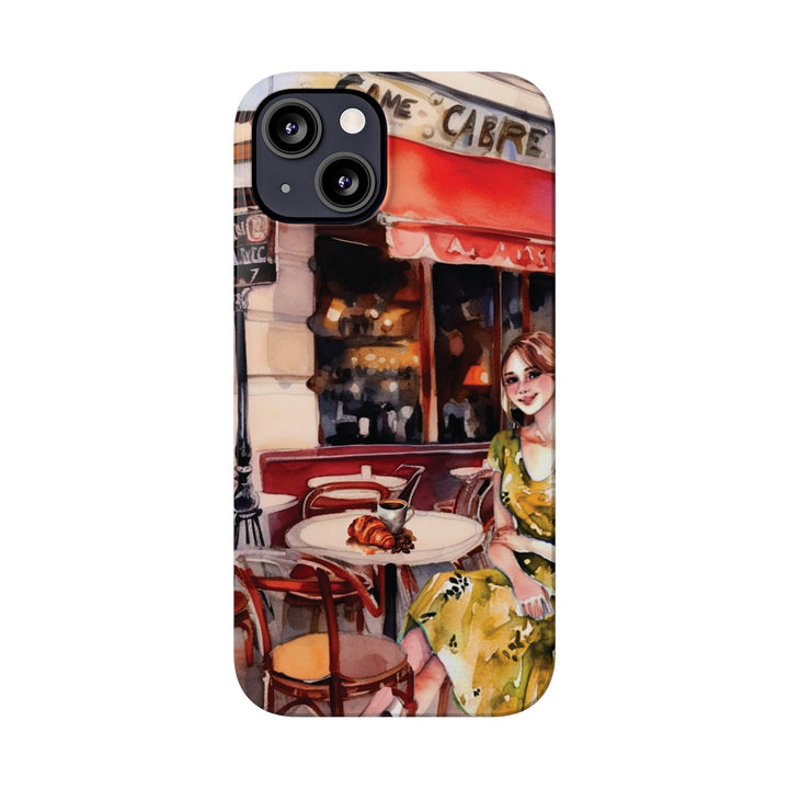 Slim Cute Phone Cases for Iphone - | iPhone 15 Case | iPhone 15 Pro Max Case, Iphone 14 Case, Iphone 14 Pro Max, Iphone 13, Paris Cafe Coffee Croissant - Studio40ParkLane