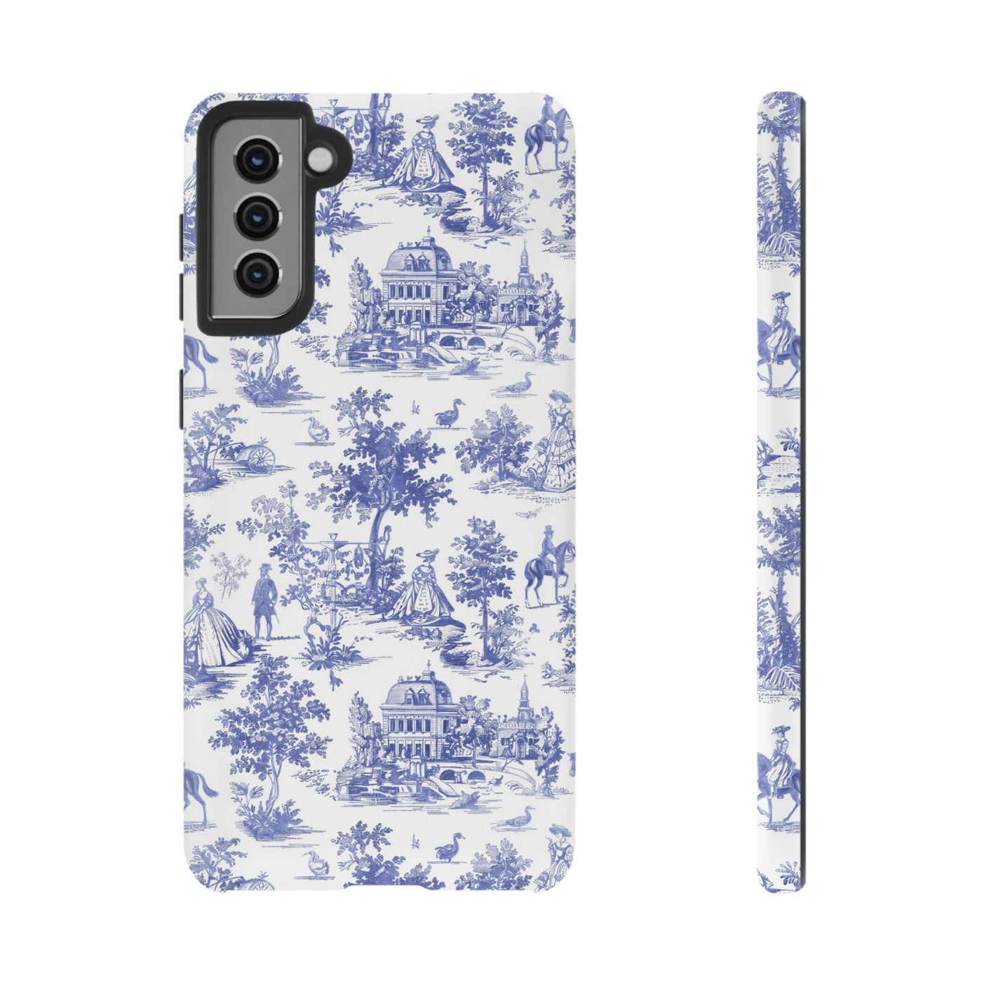 Premium Tough Blue French Toile Gift for Her Cute Phone Cases for Samsung and Iphone, 16, 15, 14, S24, S23, S22, S21, S20, Plus, Ultra, Pro