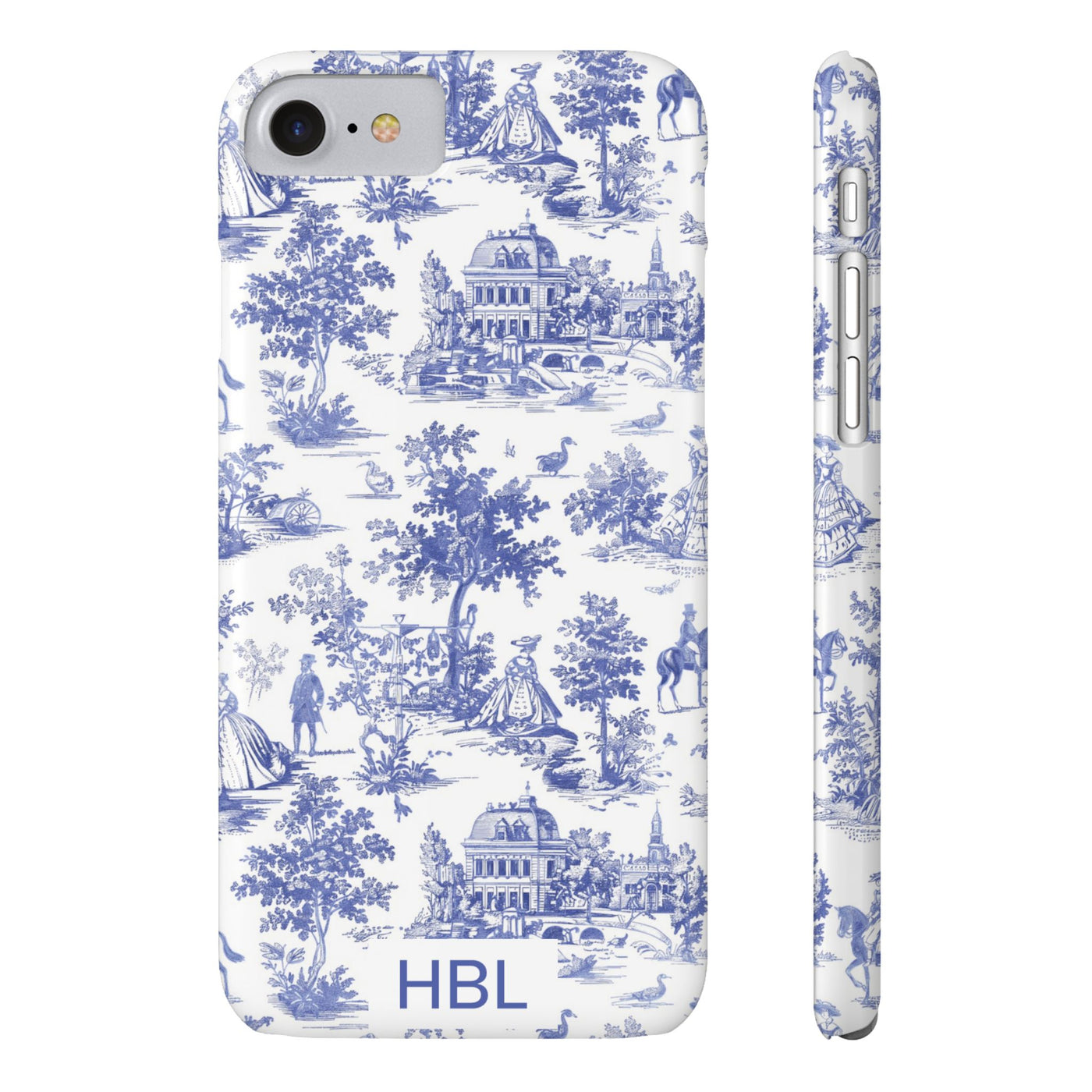 Slim Personalized Slim Blue Vintage French Toile Cute Phone Cases for Iphone 16 Pro Max | iPhone 15 Case | iPhone 15 Pro Max Case, Iphone 14, Iphone 14 Pro Max, Iphone 13 12 11 8 7