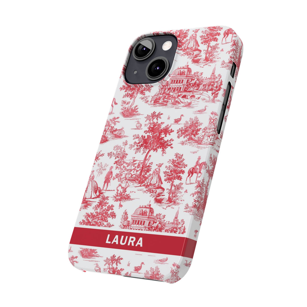 Slim French Toile Personalized Initial Custom Gift for Her Cute Phone Cases for Iphone 16 Pro Max | iPhone 15 Case | iPhone 15 Pro Max Case, Iphone 14, 13, 12, 11, 10, 8, 7 - Studio40ParkLane