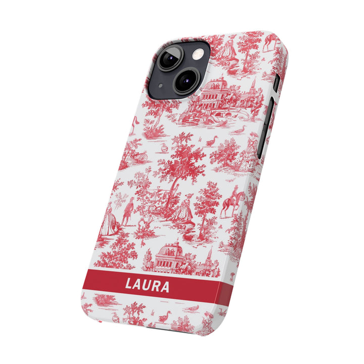 Slim French Toile Personalized Initial Custom Gift for Her Cute Phone Cases for Iphone 16 Pro Max | iPhone 15 Case | iPhone 15 Pro Max Case, Iphone 14, 13, 12, 11, 10, 8, 7 - Studio40ParkLane