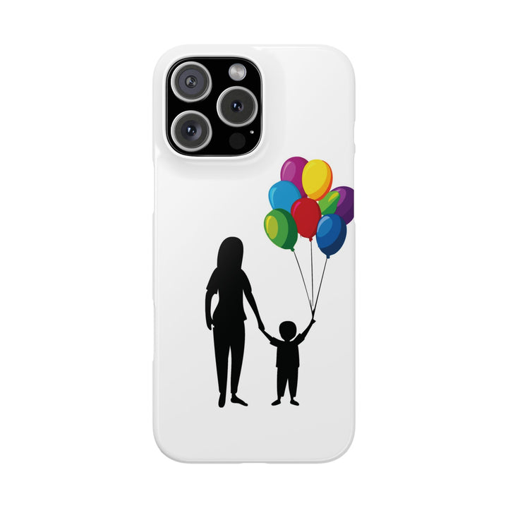 Slim Mother Child Balloons Gift for Her Cute Phone Cases for Iphone 16 Pro Max | iPhone 15 Case | iPhone 15 Pro Max Case, Iphone 14, 13, 12, 11, 10, 8, 7 - Studio40ParkLane