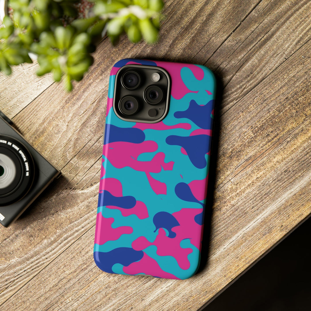 Cute IPhone Case | Blue Pink Camouflage, iPhone 15 Case | iPhone 15 Pro Case, Iphone 14 Case, Iphone 14 Pro Max Case, Protective Iphone Case - Studio40ParkLane
