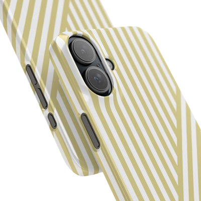 Aesthetic Yellow Beige Stripes Cute Phone Case Sleek Snap - For iPhone 17 Pro Max iPhone 16 Pro iPhone 15 Iphone 14 Plus 13 Pro 12 11 10 Gift