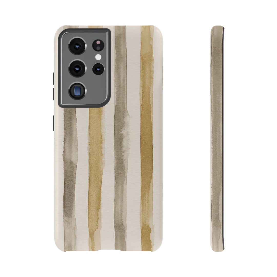 Tough Cute Brown Beige Stripes Phone Case, for IPhone 17 Pro Max | Iphone 17 Air, Iphone 16, IPhone 15, 14 13 12, Samsung Galaxy S26, S25, S24, S23 - Studio40ParkLane