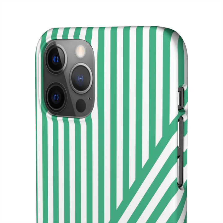 Aesthetic Emerald Stripes Cute Phone Case Sleek Snap - For iPhone 17 Pro Max iPhone 16 Pro iPhone 15 Iphone 14 Plus 13 Pro 12 11 10 Gift