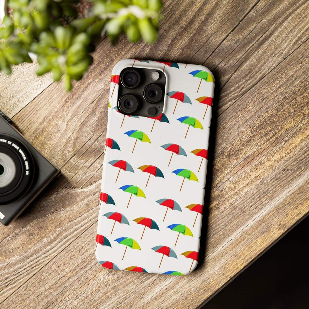 Slim Cute Phone Cases for Iphone - | iPhone 15 Case | iPhone 15 Pro Max Case, Iphone 14 Case, Iphone 14 Pro Max, Iphone 13, Colorful Beach Parasol - Studio40ParkLane