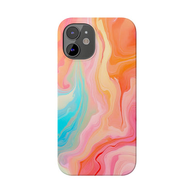 Slim Blue Pink Orange Marbled Cute Phone Cases for Iphone 16 Pro Max | iPhone 15 Case | iPhone 15 Pro Max Case, Iphone 14, Iphone 14 Pro Max, Iphone 13 12 11 8 7