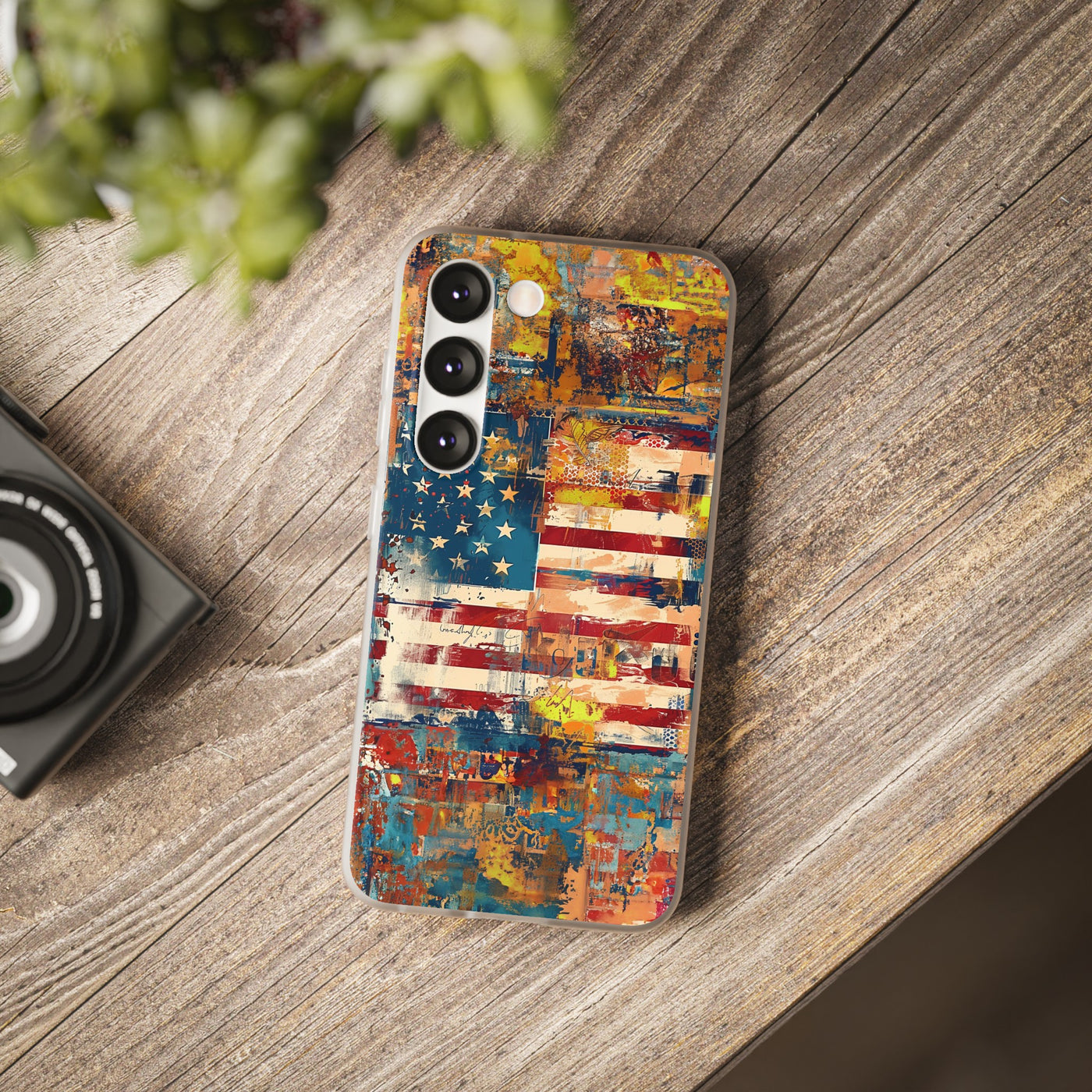 Cute Flexi Phone Cases, US Flag Abstract, Compatible with Samsung Galaxy S23, Samsung S22, Samsung S21, Samsung S20, Galaxy S20 Ultra