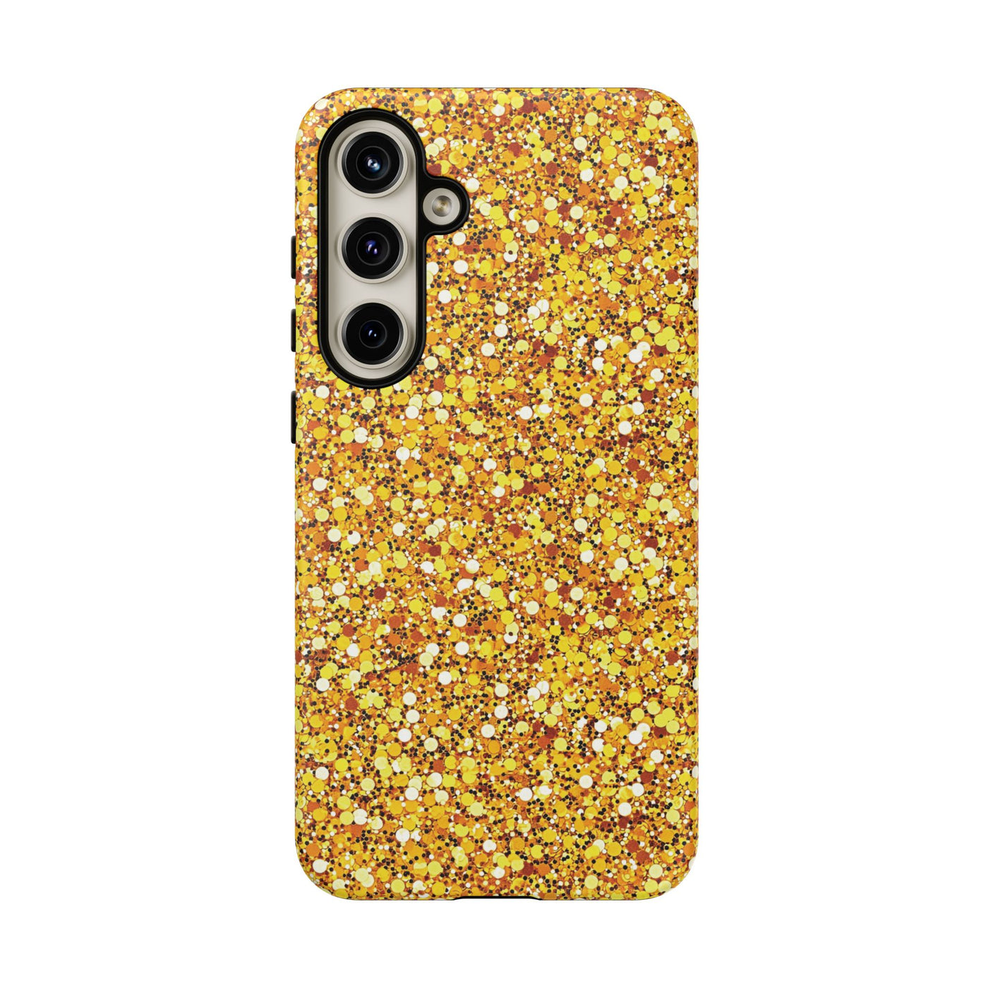 Chic Gold Faux Play on Glitter Effect Cute Phone Case, for IPhone 16 pro Max | Iphone 15, Iphone 14, IPhone 13 Case, 11 8 7, Samsung Galaxy S24, S23, S22, S21, 2 Layer Protection