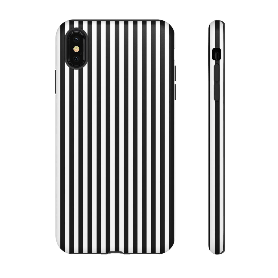 Tough Premium Black White Stripes Phone Case Gift for Her - For Apple iPhone 16 Pro Max 16e iPhone 15 Pro iPhone Iphone 14 Plus 13 Pro 12 SE XR - Studio40ParkLane
