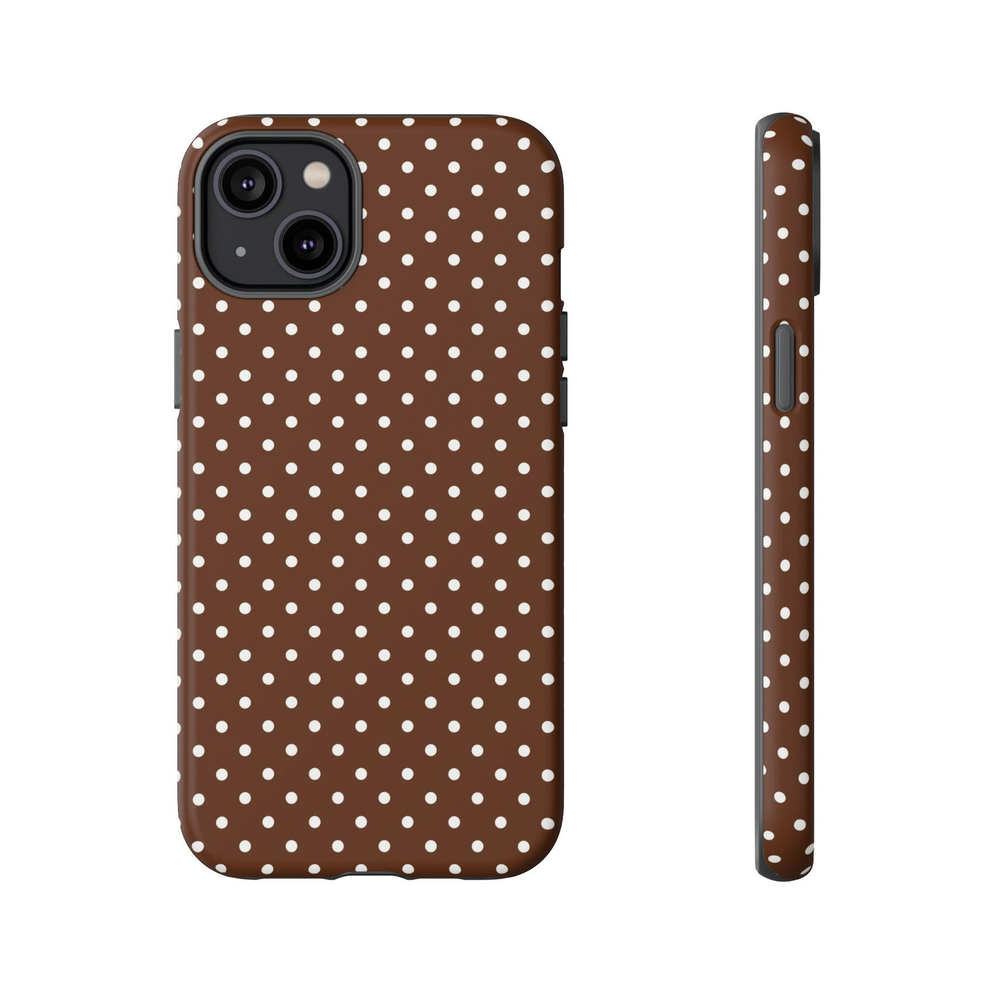 Aesthetic Tough Mocha Brown Polka Dots Premium Phone Case - For iPhone 17 Pro Max iPhone 16 Pro iPhone 15 Iphone 14 Plus 13 Pro 12 11 10 - Studio40ParkLane
