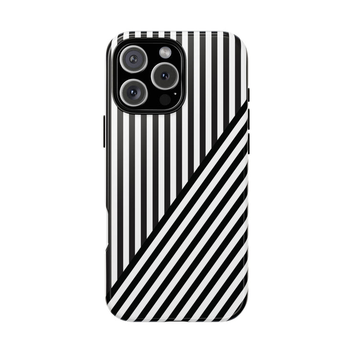 Aesthetic Tough Black White Stripes Phone Case - For iPhone 17 Pro Max iPhone 16 Pro iPhone 15 Iphone 14 Plus 13 Pro 12 11 10 XR - Studio40ParkLane