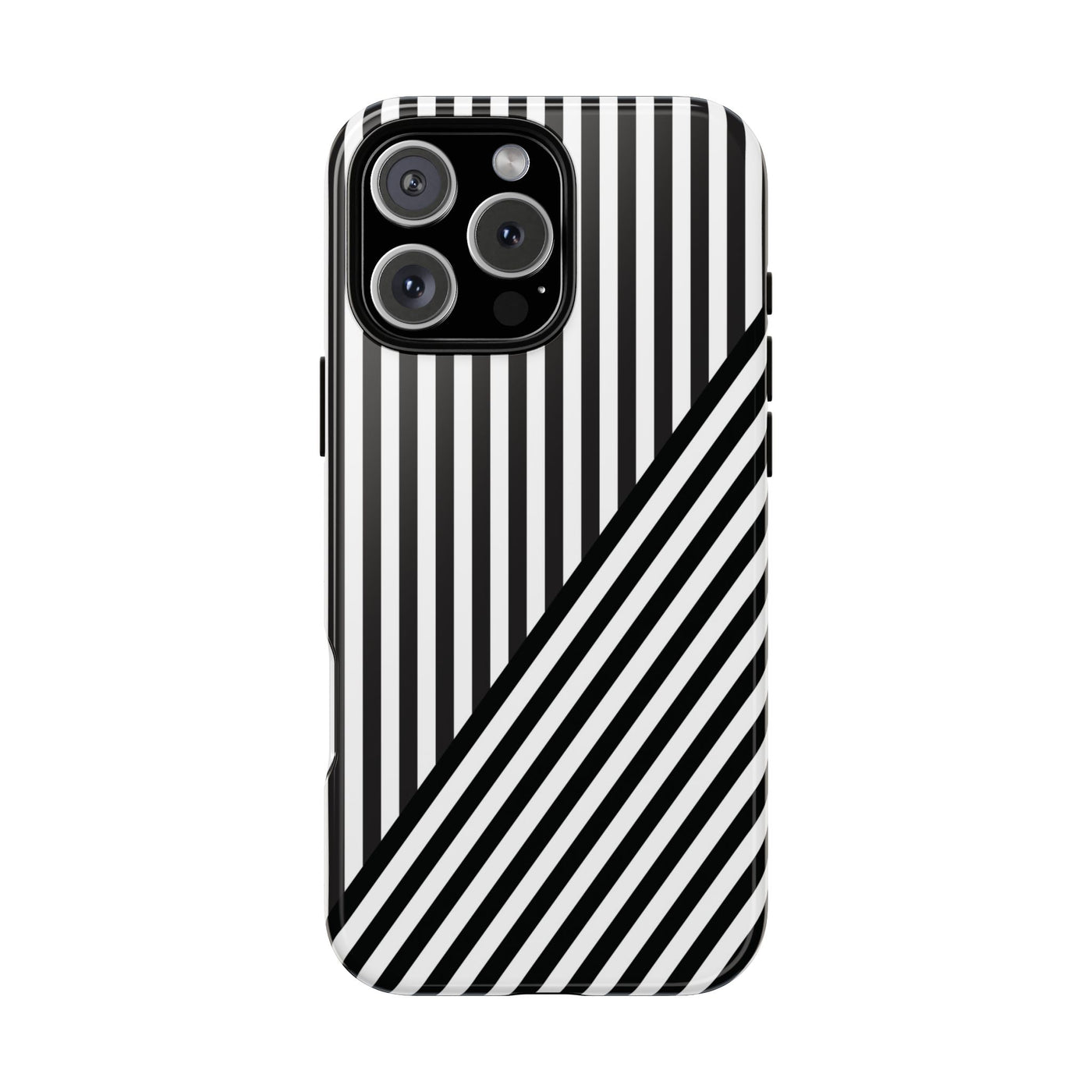 Aesthetic Tough Black White Stripes Phone Case - For iPhone 17 Pro Max iPhone 16 Pro iPhone 15 Iphone 14 Plus 13 Pro 12 11 10 XR - Studio40ParkLane