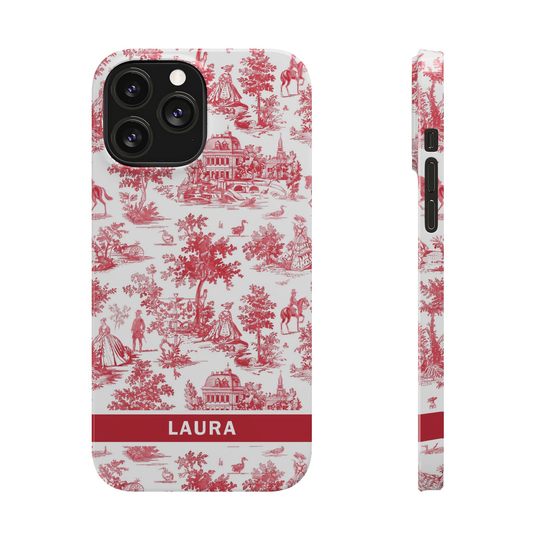 Slim French Toile Personalized Initial Custom Gift for Her Cute Phone Cases for Iphone 16 Pro Max | iPhone 15 Case | iPhone 15 Pro Max Case, Iphone 14, 13, 12, 11, 10, 8, 7 - Studio40ParkLane