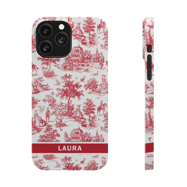 Slim French Toile Personalized Initial Custom Gift for Her Cute Phone Cases for Iphone 16 Pro Max | iPhone 15 Case | iPhone 15 Pro Max Case, Iphone 14, 13, 12, 11, 10, 8, 7 - Studio40ParkLane