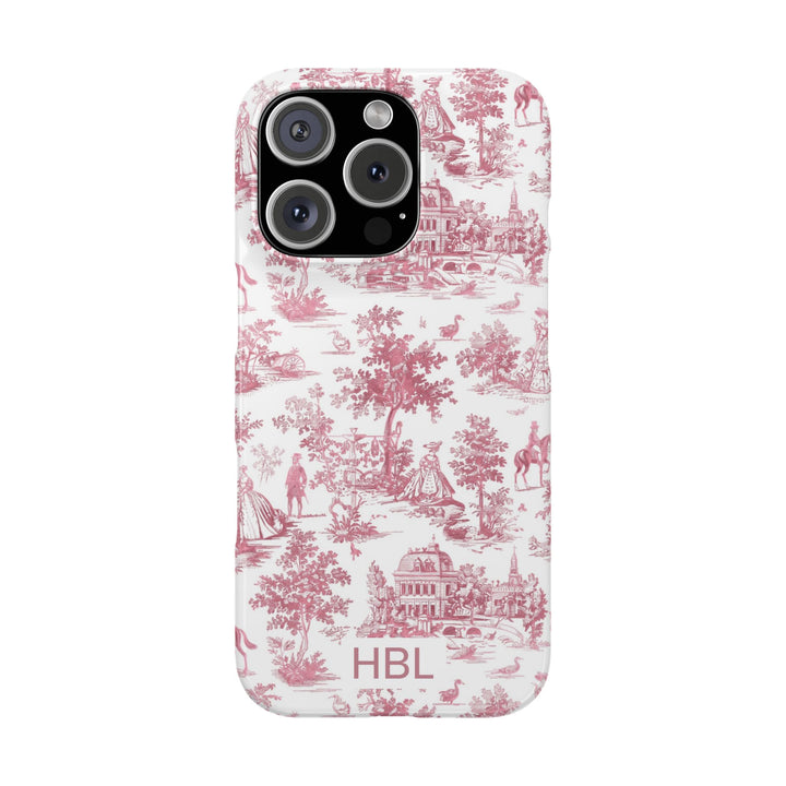 Slim Personalized Slim Pink Vintage French Toile Cute Phone Cases for Iphone 16 Pro Max | iPhone 15 Case | iPhone 15 Pro Max Case, Iphone 14, Iphone 14 Pro Max, Iphone 13 12 11 8 7 - Studio40ParkLane
