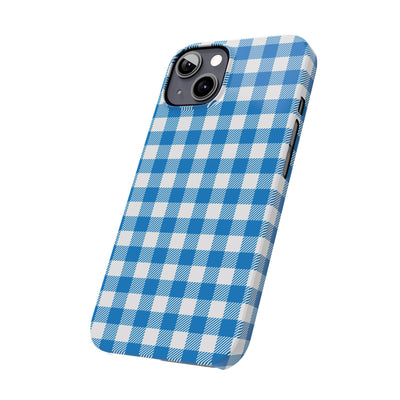 Slim Blue Gingham Gift for Her Cute Phone Cases for Iphone 16 Pro Max | iPhone 15 Case | iPhone 15 Pro Max Case, Iphone 14, 13, 12, 11, 10, 8, 7