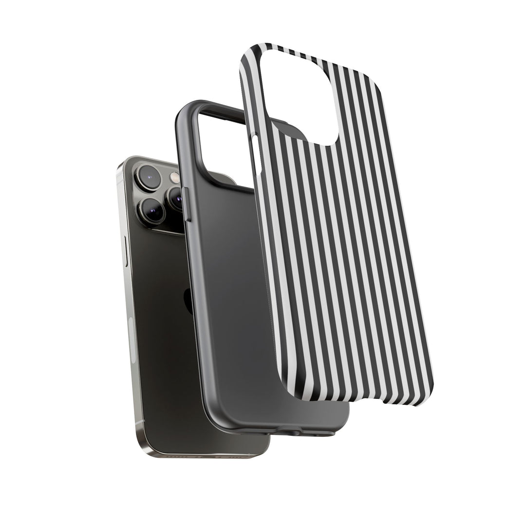 Tough Premium Black White Stripes Phone Case Gift for Her - For Apple iPhone 16 Pro Max 16e iPhone 15 Pro iPhone Iphone 14 Plus 13 Pro 12 SE XR - Studio40ParkLane
