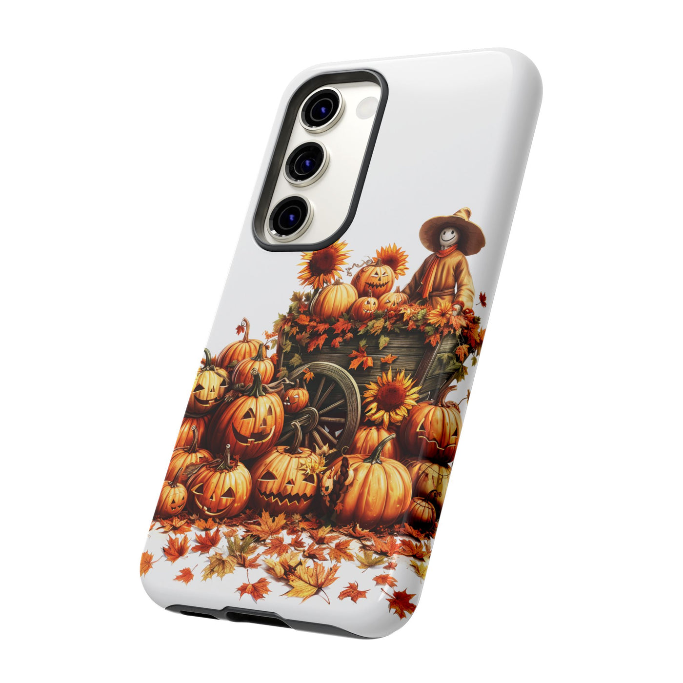 Impact Resistant, Fall Leaves Scarecrow, Cute Phone Cases for Samsung S24, S23, S22, S21, IPhone 15 pro Iphone 14 pro Iphone 13 IPhone 12 Iphone 11