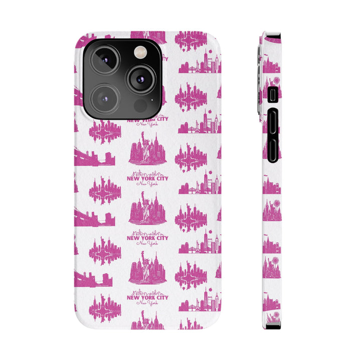 Slim New York Skyline Pink Collage Coquette Gift for Her Cute Phone Cases for Iphone 16 Pro Max | iPhone 15 Case | iPhone 15 Pro Max Case, Iphone 14, Iphone 14 Pro Max, Iphone 13 12 11 8 7 - Studio40ParkLane