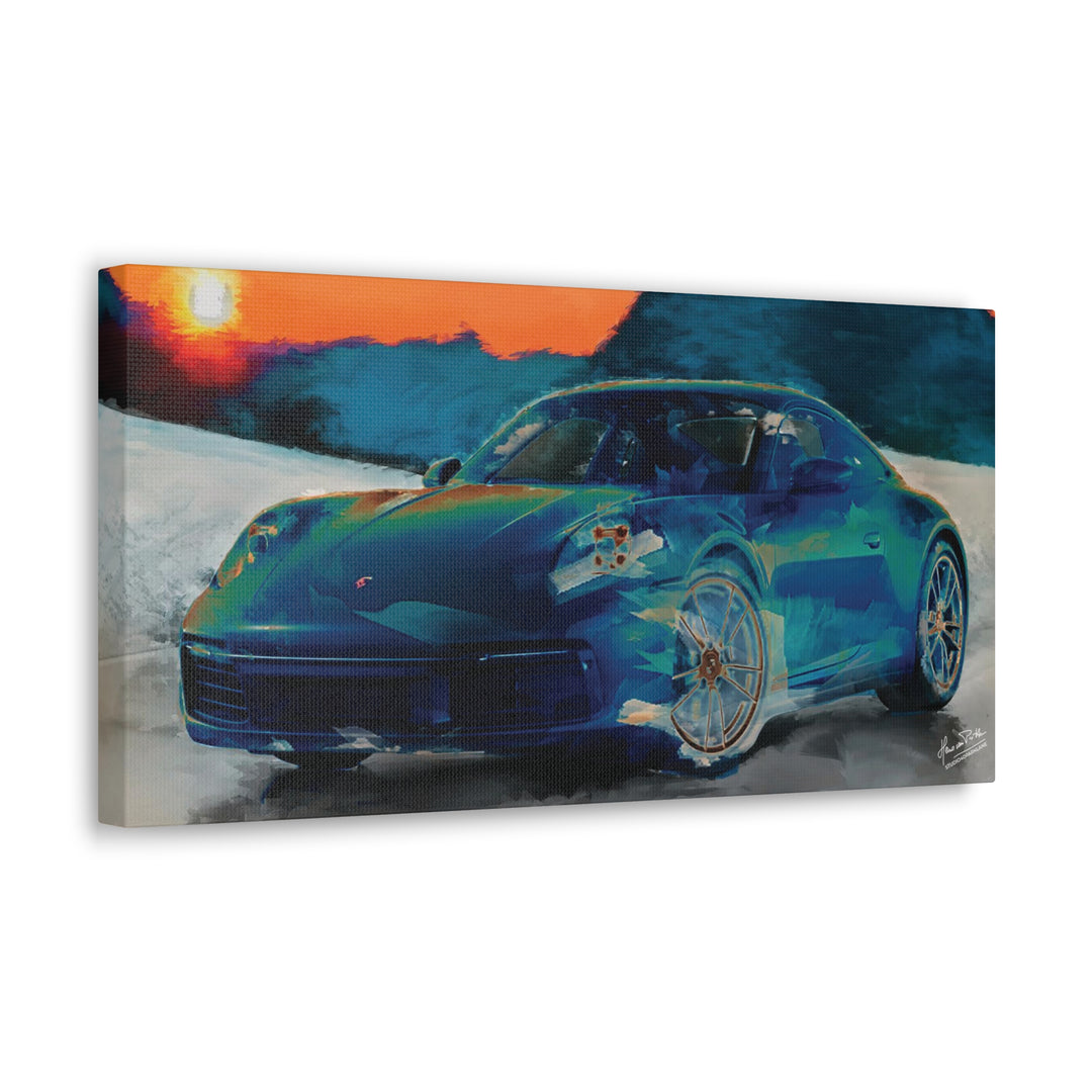 Porsche Wall Art on Canvas Print Gallery Wrapped - Gorgeous Porsche 911 Carrera Wall Art - Set in the mountains with a Sunset - Home Decor - Studio40ParkLane