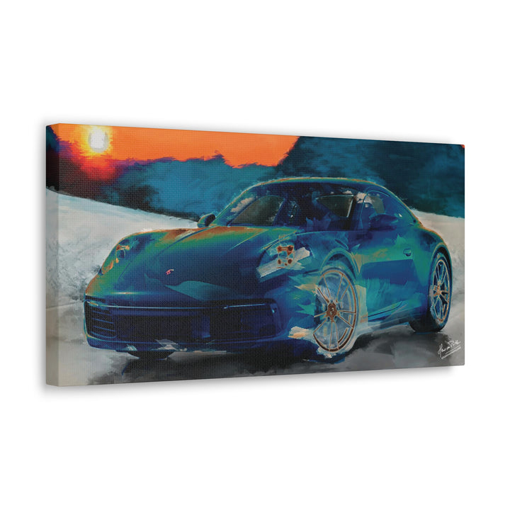 Porsche Wall Art on Canvas Print Gallery Wrapped - Gorgeous Porsche 911 Carrera Wall Art - Set in the mountains with a Sunset - Home Decor - Studio40ParkLane