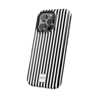 Custom Personalized Black White Striped Magsafe Phone Case for Iphone 17 - | iPhone 16 Pro Max Case | iPhone 15 Case Iphone 14 13 12 11 10 - Studio40ParkLane