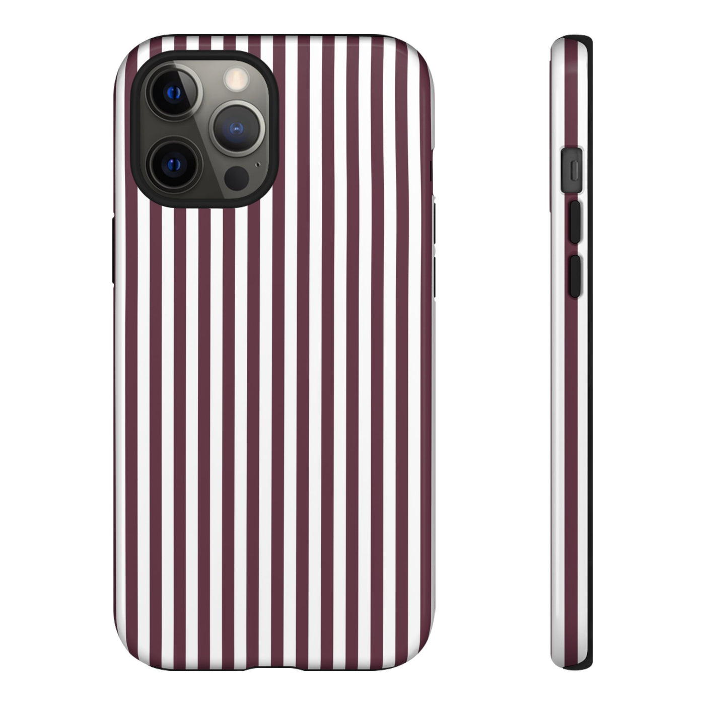 Tough Premium Burgundy Stripes Phone Case Gift for Her - For Apple iPhone 16 Pro Max 16e iPhone 15 Pro iPhone Iphone 14 Plus 13 Pro 12 SE XR - Studio40ParkLane