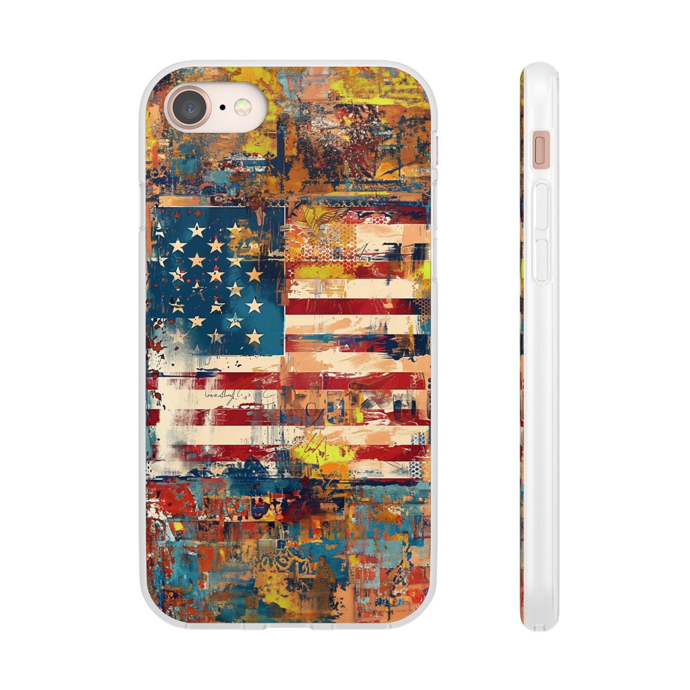 Cute Flexi Phone Cases, US Flag Abstract, Compatible with Samsung Galaxy S23, Samsung S22, Samsung S21, Samsung S20, Galaxy S20 Ultra