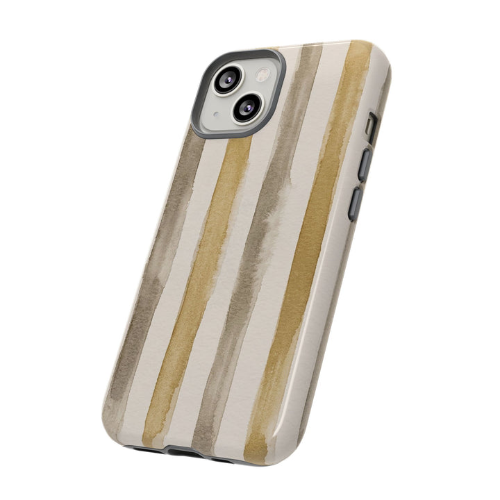 Tough Cute Brown Beige Stripes Phone Case, for IPhone 17 Pro Max | Iphone 17 Air, Iphone 16, IPhone 15, 14 13 12, Samsung Galaxy S26, S25, S24, S23 - Studio40ParkLane