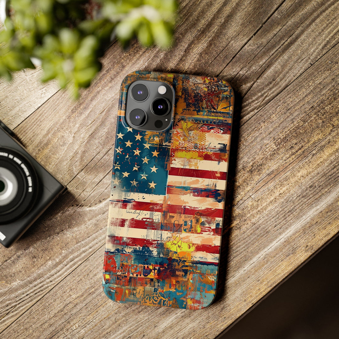 Slim Cute Phone Cases for Iphone | iPhone 15 Case | iPhone 15 Pro Max Case, Iphone 14, Iphone 14 Pro Max, Iphone 13, US Flag Abstract - Studio40ParkLane