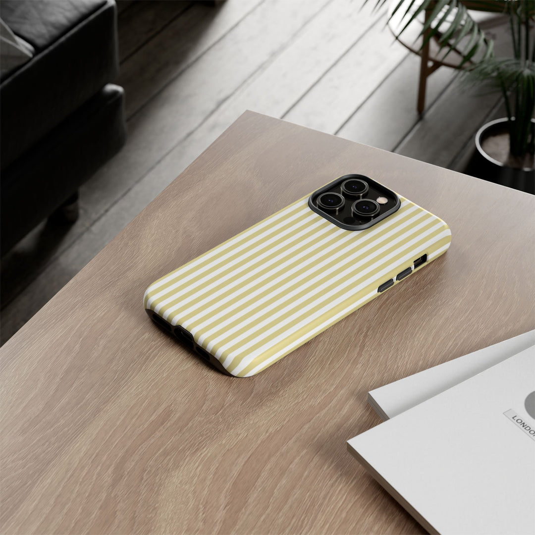 Tough Premium Soft Yellow Stripes Phone Case Gift for Her - For Apple iPhone 16 Pro Max 16e iPhone 15 Pro iPhone Iphone 14 Plus 13 Pro 12 SE XR - Studio40ParkLane