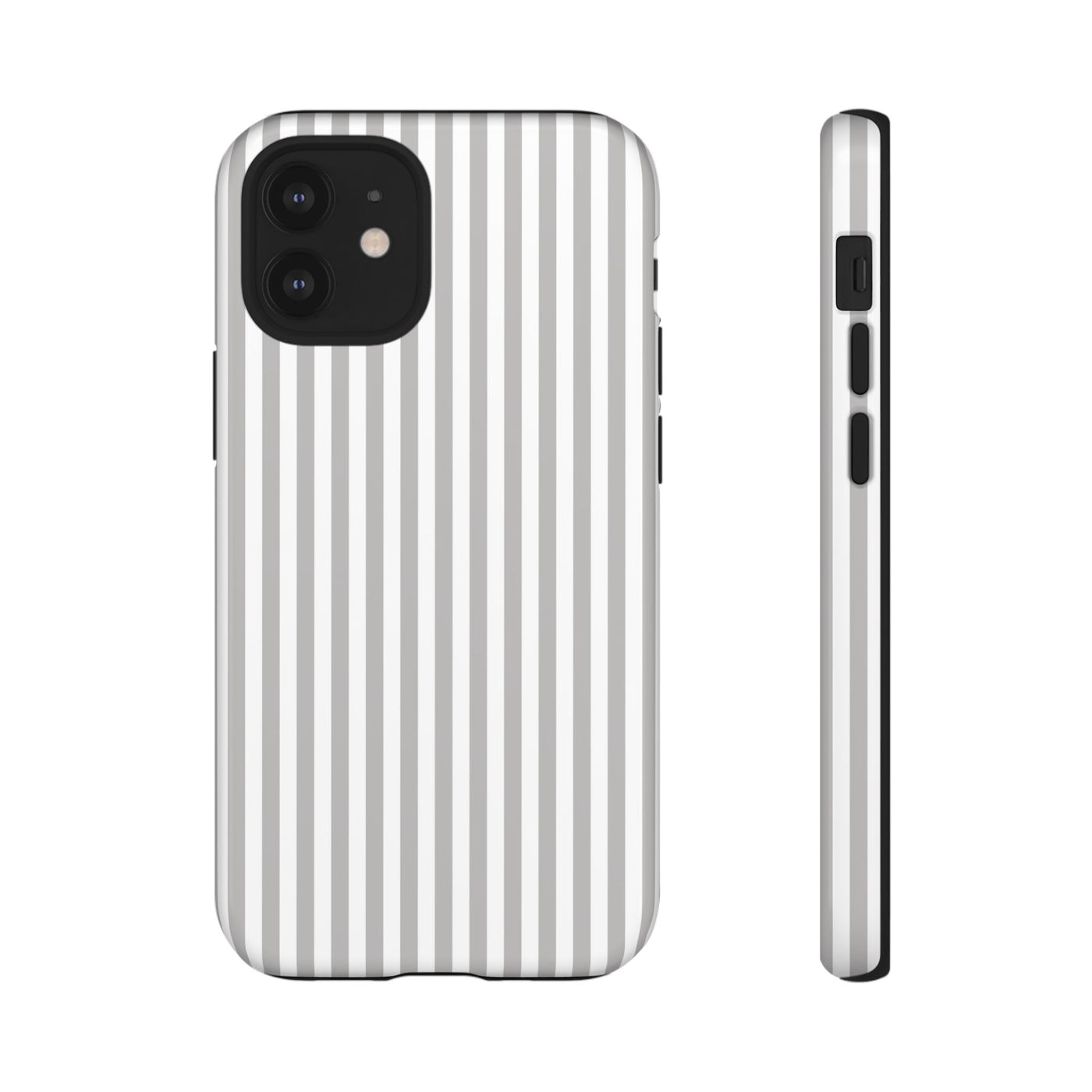 Tough Premium Ash Grey Stripes Phone Case Gift for Her - For Apple iPhone 16 Pro Max 16e iPhone 15 Pro iPhone Iphone 14 Plus 13 Pro 12 SE XR - Studio40ParkLane