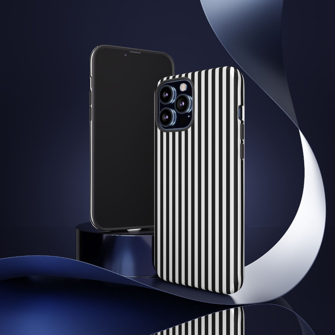 Tough Premium Black White Stripes Phone Case Gift for Her - For Apple iPhone 16 Pro Max 16e iPhone 15 Pro iPhone Iphone 14 Plus 13 Pro 12 SE XR - Studio40ParkLane