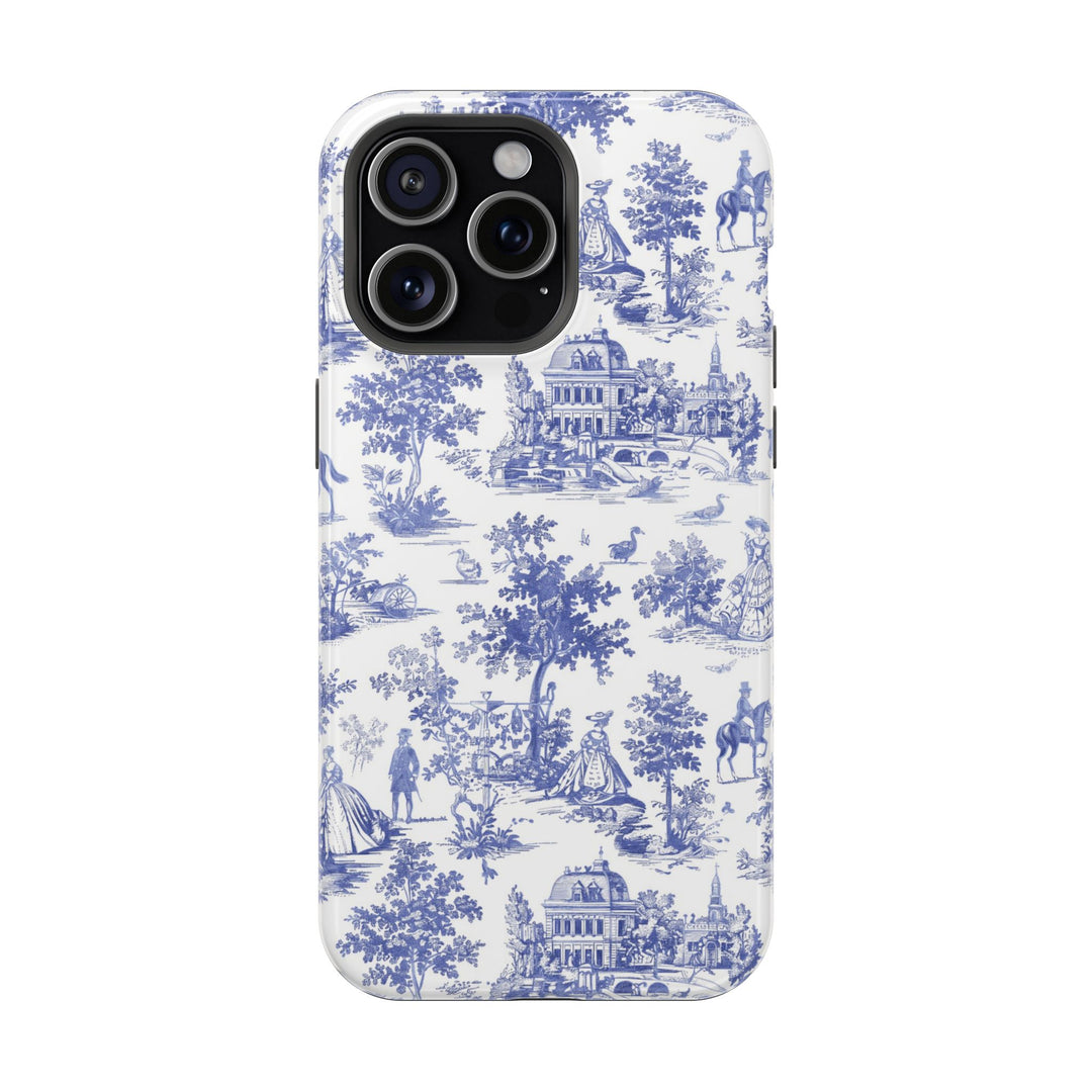 Blue Toile Magnetic Impact-Resistant Cute Phone Case for Iphone 16, iPhone 15 Pro Max Plus 14, 13, 12, 11 Gift for her - Studio40ParkLane