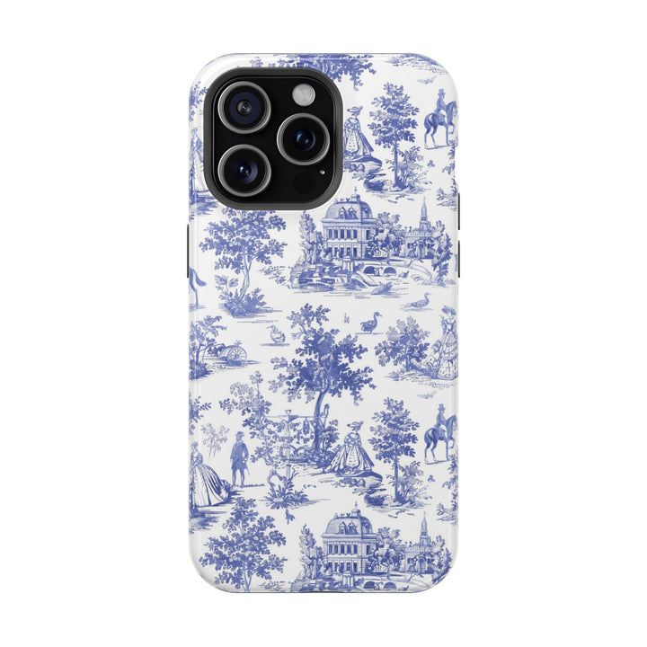 Blue Toile Magnetic Impact-Resistant Cute Phone Case for Iphone 16, iPhone 15 Pro Max Plus 14, 13, 12, 11 Gift for her - Studio40ParkLane
