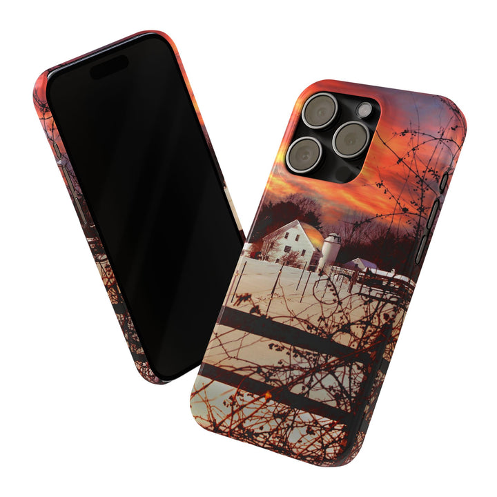 Slim Cute Phone Cases for Iphone - | iPhone 15 Case | iPhone 15 Pro Max Case, Iphone 14 Case, Iphone 14 Pro Max, Iphone 13, New England Winter Sunset - Studio40ParkLane