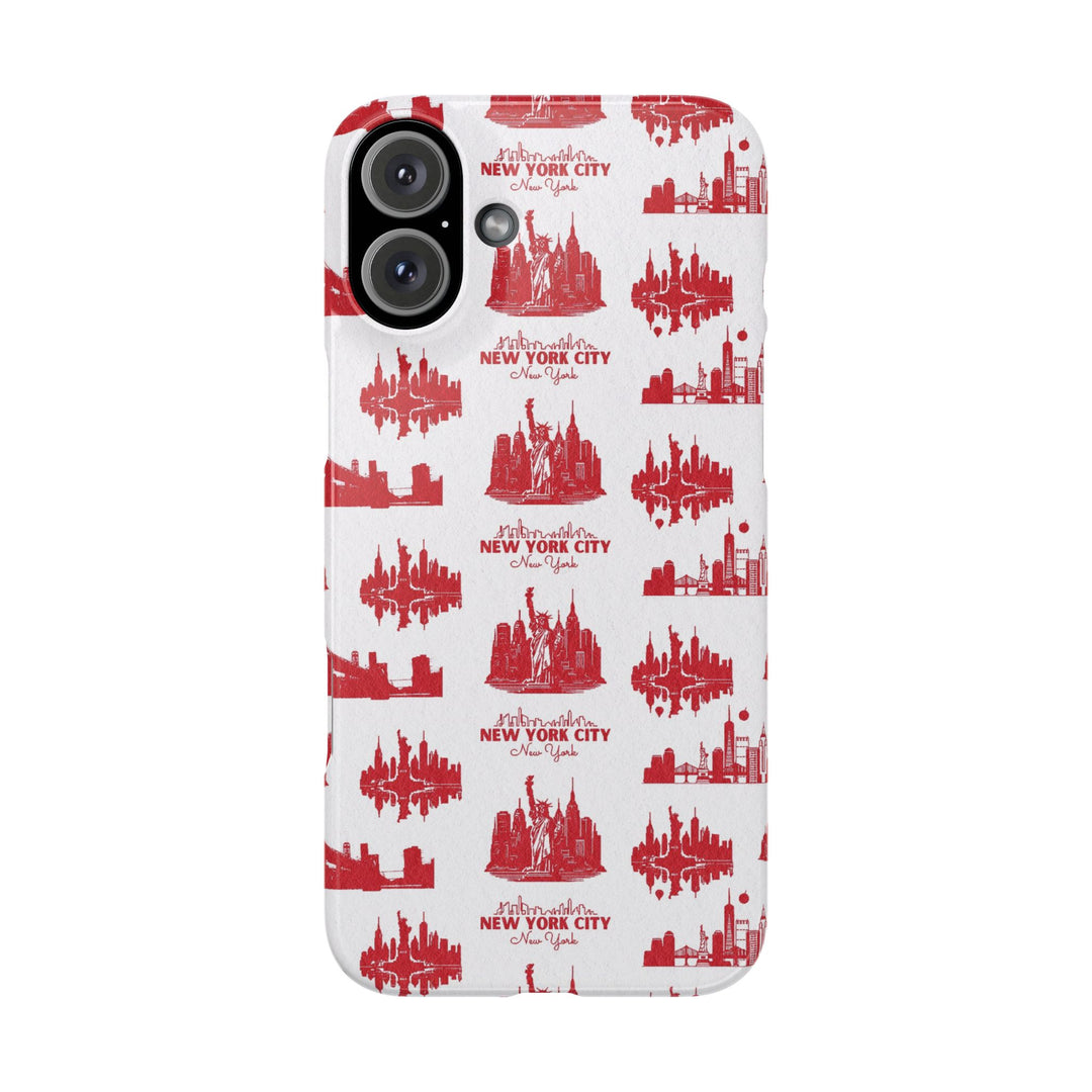 Slim New York Skyline Red Collage Coquette Gift for Her Cute Phone Cases for Iphone 16 Pro Max | iPhone 15 Case | iPhone 15 Pro Max Case, Iphone 14, Iphone 14 Pro Max, Iphone 13 12 11 8 7 - Studio40ParkLane