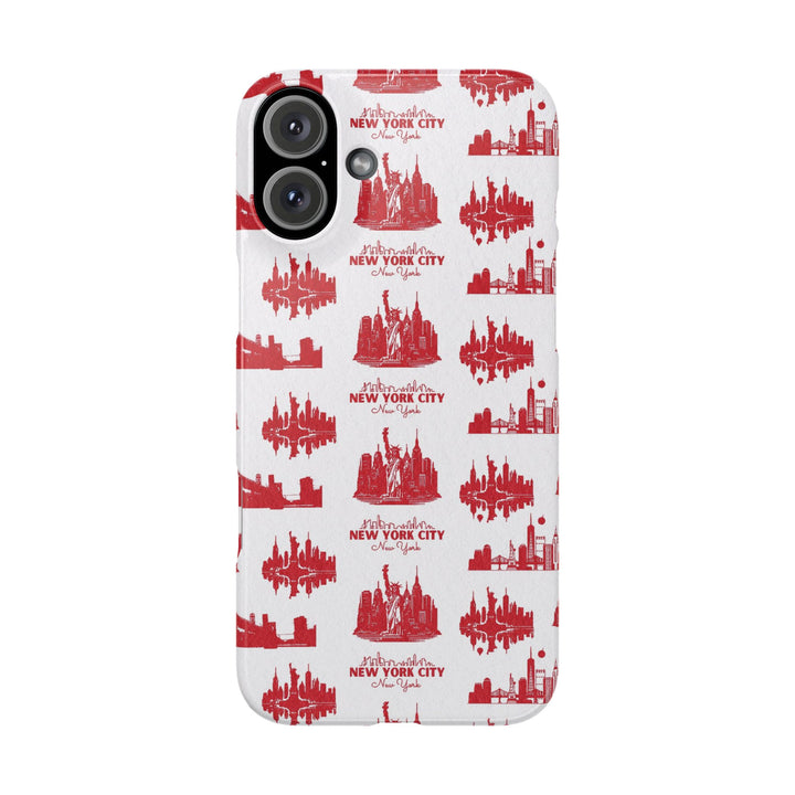 Slim New York Skyline Red Collage Coquette Gift for Her Cute Phone Cases for Iphone 16 Pro Max | iPhone 15 Case | iPhone 15 Pro Max Case, Iphone 14, Iphone 14 Pro Max, Iphone 13 12 11 8 7 - Studio40ParkLane