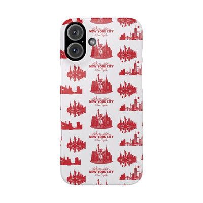 Slim New York Skyline Red Collage Coquette Gift for Her Cute Phone Cases for Iphone 16 Pro Max | iPhone 15 Case | iPhone 15 Pro Max Case, Iphone 14, Iphone 14 Pro Max, Iphone 13 12 11 8 7