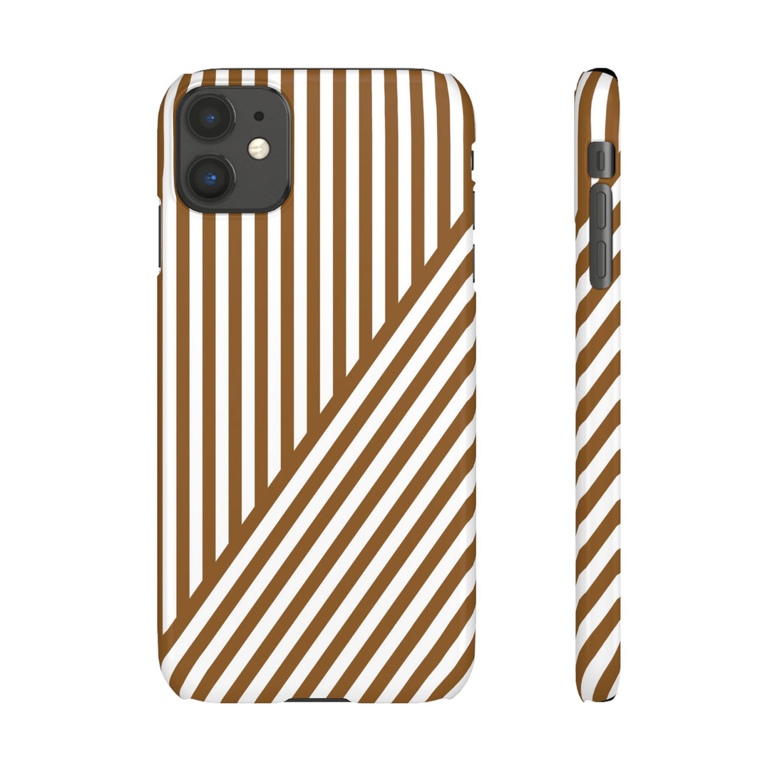 Aesthetic Mocha Brown Stripes Cute Phone Case Sleek Snap - For iPhone 17 Pro Max iPhone 16 Pro iPhone 15 Iphone 14 Plus 13 Pro 12 11 10 Gift - Studio40ParkLane