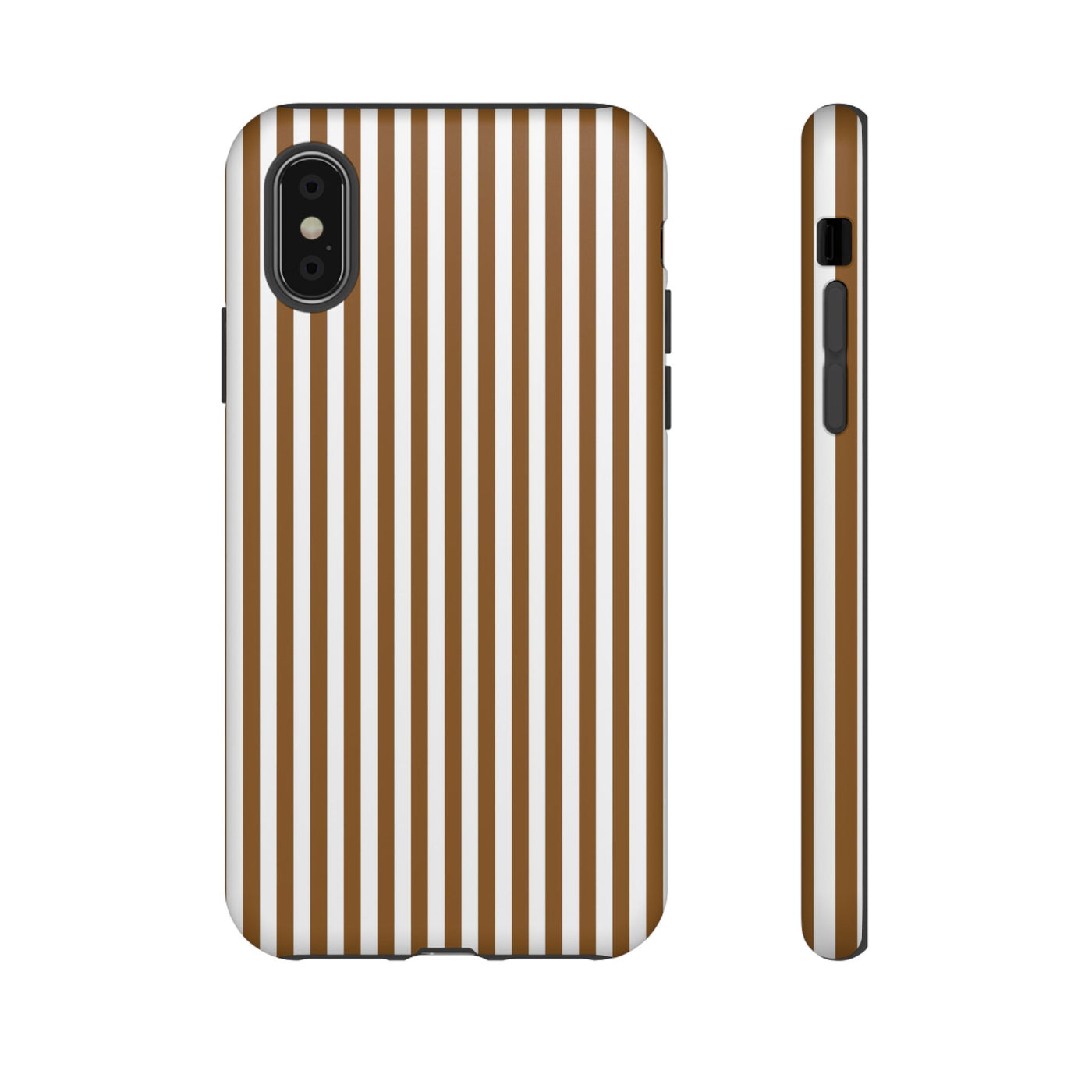Tough Premium Mocca Brown Stripes Phone Case Gift for Her - For Apple iPhone 16 Pro Max 16e iPhone 15 Pro iPhone Iphone 14 Plus 13 Pro 12 SE XR - Studio40ParkLane