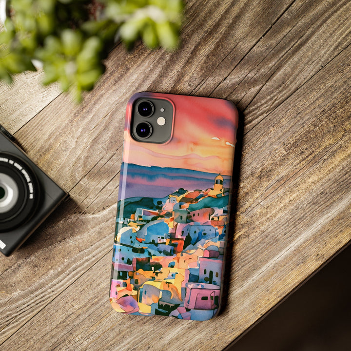 Slim Cute Phone Cases for Iphone | iPhone 15 Case | iPhone 15 Pro Max Case, Iphone 14, Iphone 14 Pro Max, Iphone 13, Colorful Greek House Watercolor - Studio40ParkLane