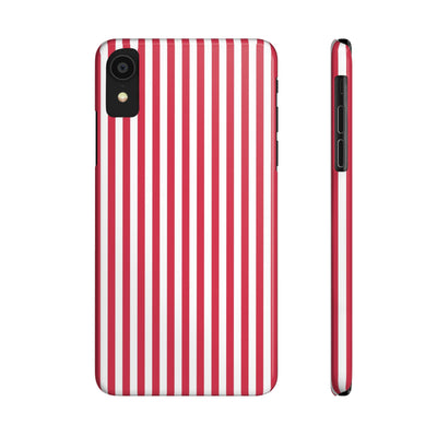 Slim Red Winterberry Striped Cute Phone Case for Iphone 16 - | iPhone 15 Pro Max Case | iPhone 14 Case 13 12 11 10 9 8 7 X XS Gift for Her