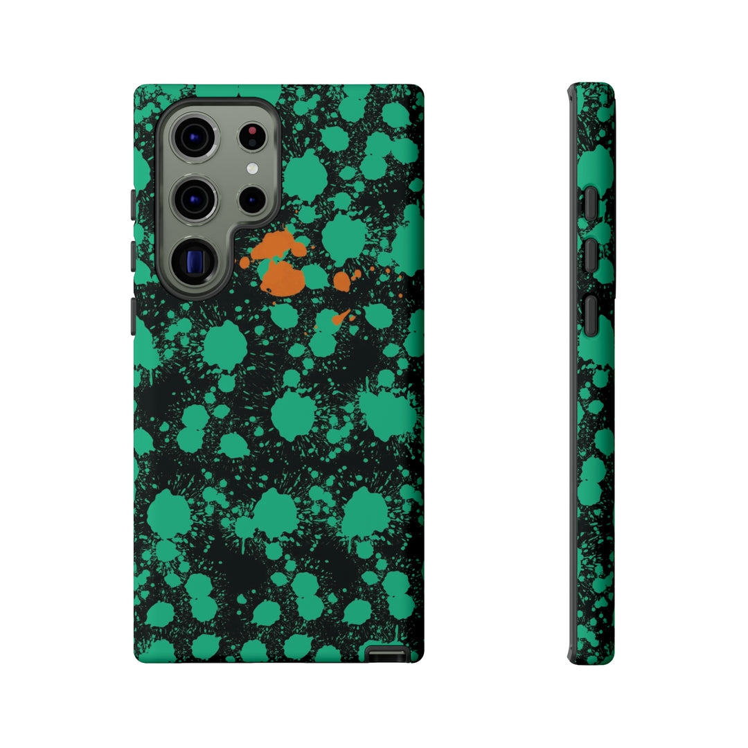 Cute Samsung Phone Case | Aesthetic Samsung Phone Case | Paint Splash Green Orange | Galaxy S23, S22, S21, S20 | Luxury Double Layer | Cool - Studio40ParkLane