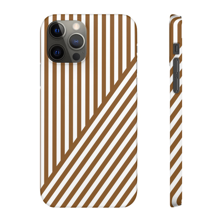 Aesthetic Mocha Brown Stripes Cute Phone Case Sleek Snap - For iPhone 17 Pro Max iPhone 16 Pro iPhone 15 Iphone 14 Plus 13 Pro 12 11 10 Gift - Studio40ParkLane