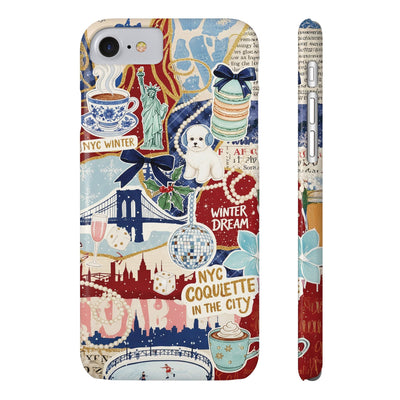 Slim New York Winter Coquette Collage Cute Phone Case for Iphone 16 - | iPhone 15 Pro Max Case | iPhone 14 Case Iphone 13 12 11 10 9 8 7 X - Studio40ParkLane
