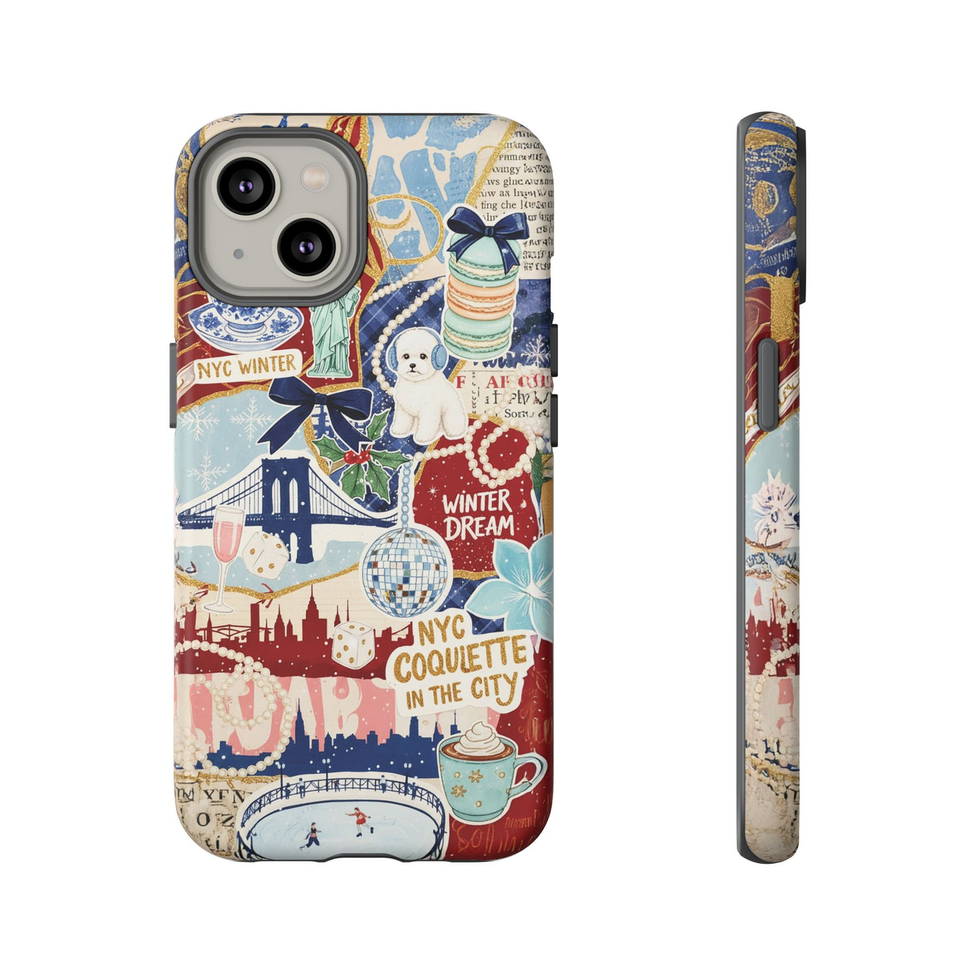 New York Winter Coquette Collage Tough Premium Phone Case - For iPhone 17 Pro Max iPhone 16 Pro iPhone 15 Iphone 14 Plus 13 Pro 12 11 10 XR